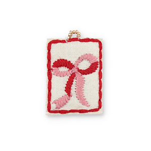 Handgemaakte bedels van stof bow White-pink-red-gold