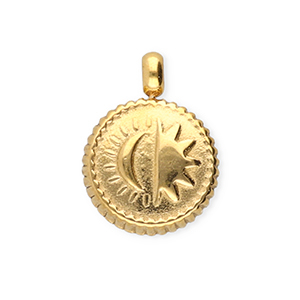 BY31&reg; Bedels van Stainless steel Roestvrij staal (RVS) round with sun & moon Gold