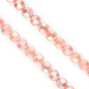 Facet kralen top quality round 6mm Salmon pink-AB coating