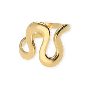 Ringen van Stainless steel Roestvrij staal (RVS) wavy Gold