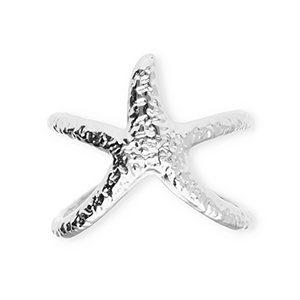 Ringen van Stainless steel Roestvrij staal (RVS) starfish Silver