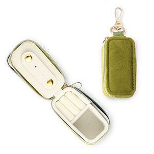 Reisdoosje voor sieraden met sleutelhanger rectangle Olive green