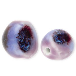 Keramiek kraal irregular Purple-blue-port red