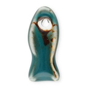 Keramiek kraal fish Dark teal blue-brown