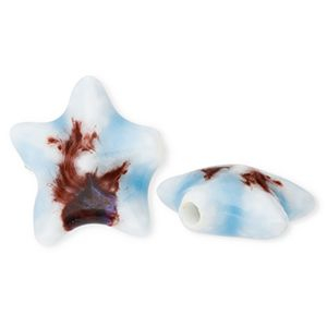 Keramiek kraal starfish Light blue-brown