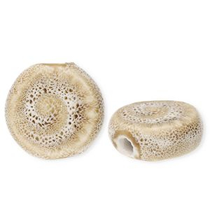 Keramiek kraal fossil Sand beige