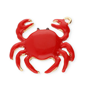 Metaal bedels crab Gold-red