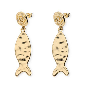 Musthave oorbellen&nbsp;/&nbsp;oorstekers spiral & fish met RVS steker Gold