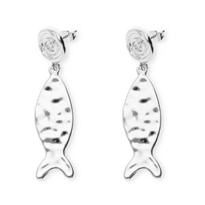Musthave oorbellen&nbsp;/&nbsp;oorstekers spiral & fish met RVS steker Silver