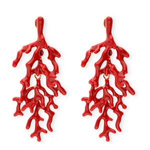 Musthave oorbellen&nbsp;/&nbsp;oorstekers enamel coral met RVS steker Gold-dark red