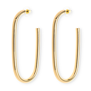 Statement oorbellen&nbsp;/&nbsp;oorstekers oval met RVS steker Gold