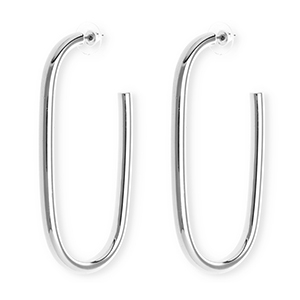 Statement oorbellen&nbsp;/&nbsp;oorstekers oval met RVS steker Silver