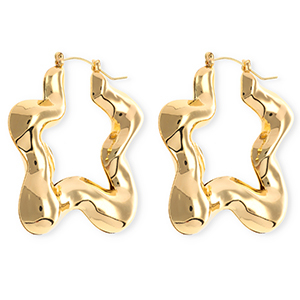 Statement oorbellen&nbsp;/&nbsp;creolen star met RVS steker Gold