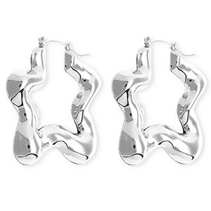 Statement oorbellen&nbsp;/&nbsp;creolen star met RVS steker Silver
