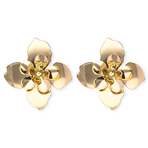 Statement oorbellen&nbsp;/&nbsp;oorstekers flower met RVS steker Gold