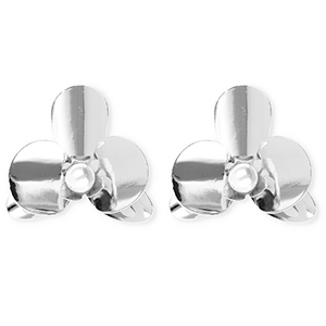 Statement oorbellen&nbsp;/&nbsp;oorstekers flower with imitation pearl met RVS steker Silver-white