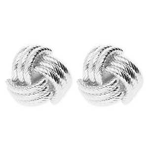 Statement oorbellen&nbsp;/&nbsp;oorstekers monkey's fist met RVS steker Silver
