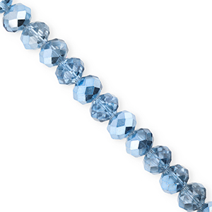Facet kralen top quality disc 8x6mm Blue-pearl shine coating