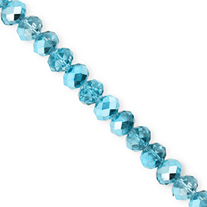 Facet kralen top quality disc 6x5mm Teal blue-pearl shine coating