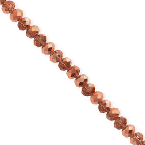 Facet kralen top quality disc 4x3mm Rose gold-pearl shine coating