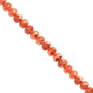 Facet kralen top quality disc 4x3mm Coral orange-pearl shine coating