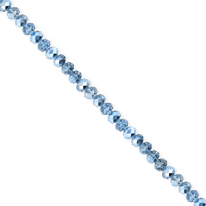 Facet kralen top quality disc 3x2mm Blue-pearl shine coating