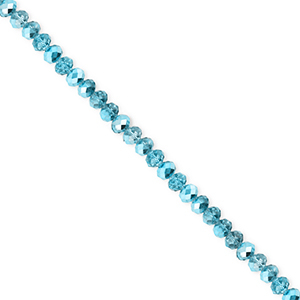 Facet kralen top quality disc 3x2mm Teal blue-pearl shine coating