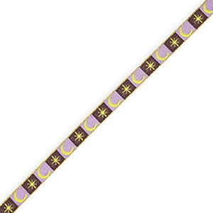 BY31&reg; Tekstlint moon and star Dark brown-lavender purple-lime yellow-gold