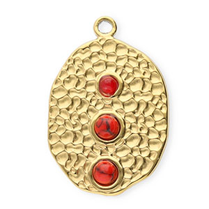 Bedels van Stainless steel Roestvrij staal (RVS) oval with dots Gold-red