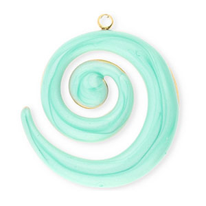 Bedels van Stainless steel Roestvrij staal (RVS) spiral Gold-mint green marble