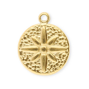 Bedels van Stainless steel Roestvrij staal (RVS) round with flower Gold