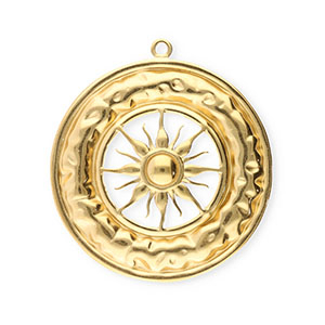 Bedels van Stainless steel Roestvrij staal (RVS) circle with sun Gold