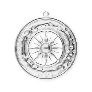 Bedels van Stainless steel Roestvrij staal (RVS) circle with sun Silver