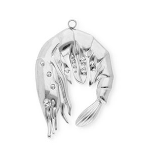 Bedels van Stainless steel Roestvrij staal (RVS) shrimp Silver