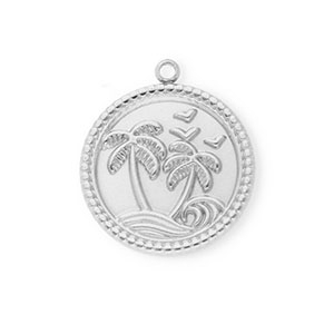 Bedels van Stainless steel Roestvrij staal (RVS) round with palmtree Silver