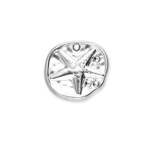 Bedels van Stainless steel Roestvrij staal (RVS) round with starfish Silver