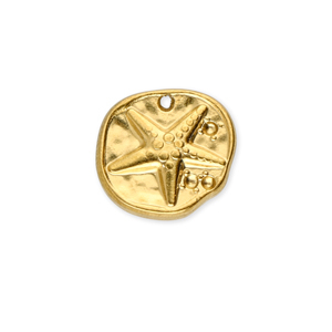 Bedels van Stainless steel Roestvrij staal (RVS) round with starfish Gold