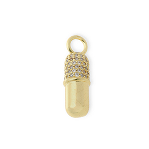 TQ metaal Brass bedels capsule with rhinestones Gold-transparent