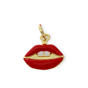 TQ metaal Brass bedels kiss Gold-red-white
