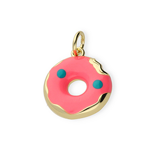 TQ metaal Brass bedels donut Gold-neon pink-blue