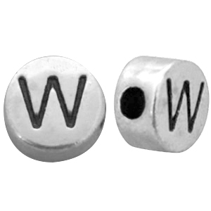 DQ metaal letterkraal W Antiek zilver (nikkelvrij)