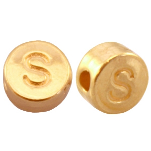 DQ metaal letterkraal S Goud (nikkelvrij)
