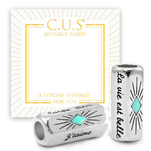 C.U.S&reg; message beads "la vie est belle" & rhombus Antiek zilver (nikkelvrij)