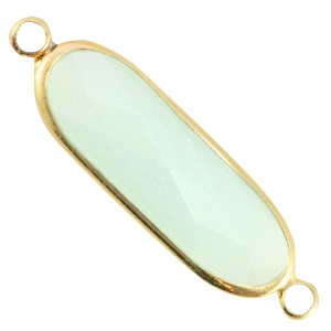 Tussenstuk crystal glas lang ovaal Crysolite green opal-gold