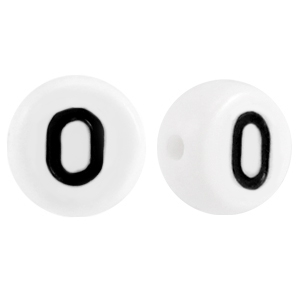 Acryl letterkraal getal 0 Wit