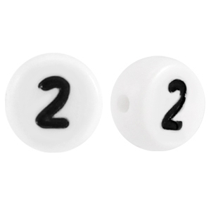 Acryl letterkraal getal 2 Wit