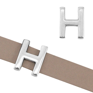 DQ metalen letterschuivers "H" &Oslash;10.3x2.3mm Antiek zilver (nikkelvrij)