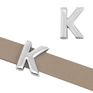 DQ metalen letterschuivers "K" &Oslash;10.3x2.3mm Antiek zilver (nikkelvrij)