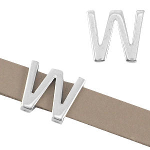 DQ metalen letterschuivers "W" &Oslash;10.3x2.3mm Antiek zilver (nikkelvrij)