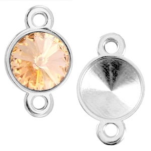 DQ metalen setting/tussenstuk voor 1122-12mm Rivoli puntsteen Antiek zilver (nikkelvrij)